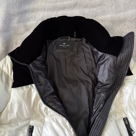 Andrew Marc Black and White Puffer Jacket - Picture 4 of 5